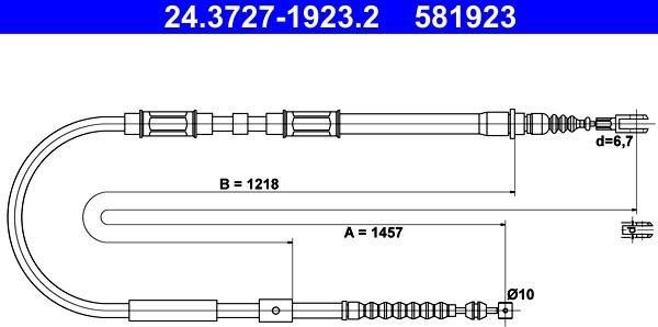 ATE 24.3727-1923.2 - Kabel, dayanacaq əyləci furqanavto.az