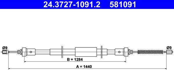 ATE 24.3727-1091.2 - Kabel, dayanacaq əyləci furqanavto.az