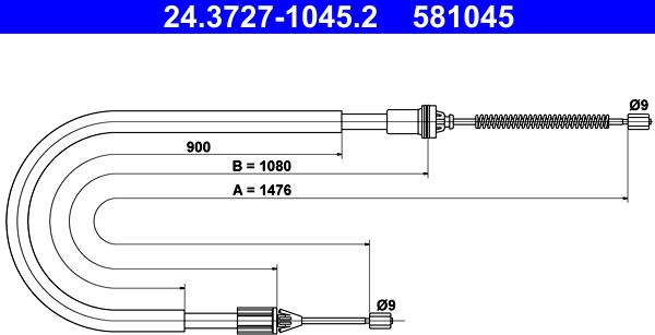 ATE 24.3727-1045.2 - Kabel, dayanacaq əyləci furqanavto.az