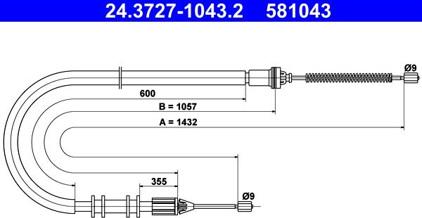 ATE 24.3727-1043.2 - Kabel, dayanacaq əyləci furqanavto.az