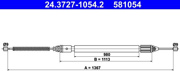 ATE 24.3727-1054.2 - Kabel, dayanacaq əyləci furqanavto.az