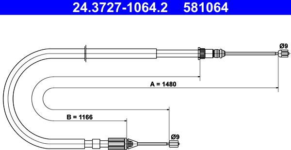 ATE 24.3727-1064.2 - Kabel, dayanacaq əyləci furqanavto.az