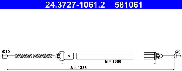 ATE 24.3727-1061.2 - Kabel, dayanacaq əyləci furqanavto.az