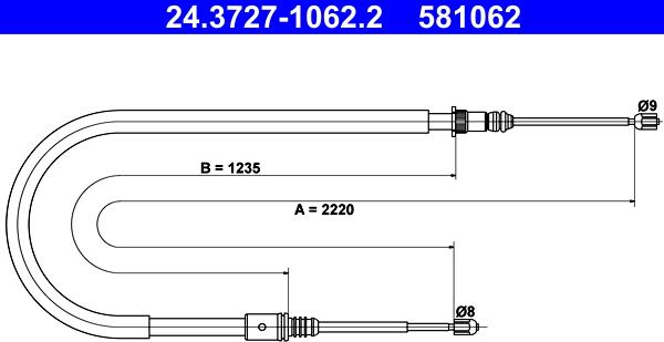 ATE 24.3727-1062.2 - Kabel, dayanacaq əyləci furqanavto.az