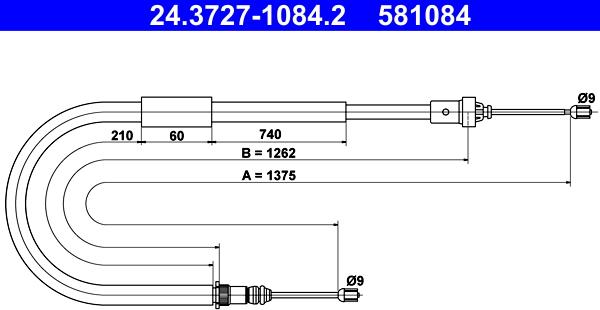 ATE 24.3727-1084.2 - Kabel, dayanacaq əyləci furqanavto.az