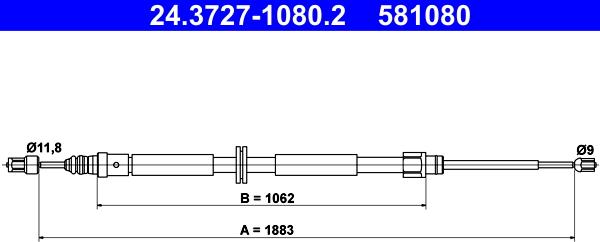 ATE 24.3727-1080.2 - Kabel, dayanacaq əyləci furqanavto.az