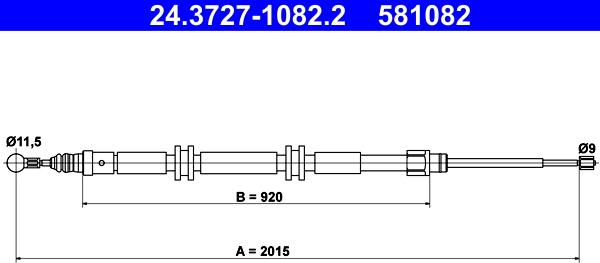 ATE 24.3727-1082.2 - Kabel, dayanacaq əyləci furqanavto.az