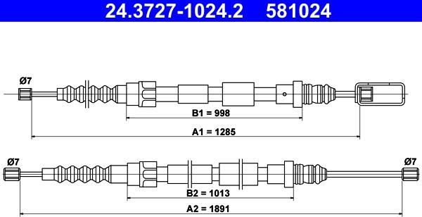 ATE 24.3727-1024.2 - Kabel, dayanacaq əyləci furqanavto.az