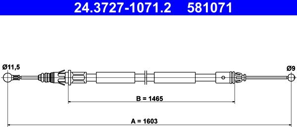 ATE 24.3727-1071.2 - Kabel, dayanacaq əyləci furqanavto.az