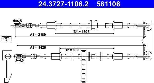 ATE 24.3727-1106.2 - Kabel, dayanacaq əyləci furqanavto.az