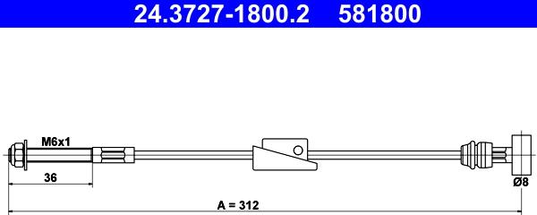 ATE 24.3727-1800.2 - Kabel, dayanacaq əyləci furqanavto.az