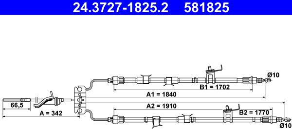 ATE 24.3727-1825.2 - Kabel, dayanacaq əyləci furqanavto.az