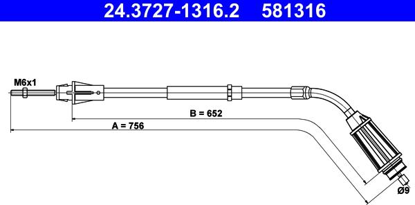 ATE 24.3727-1316.2 - Kabel, dayanacaq əyləci furqanavto.az