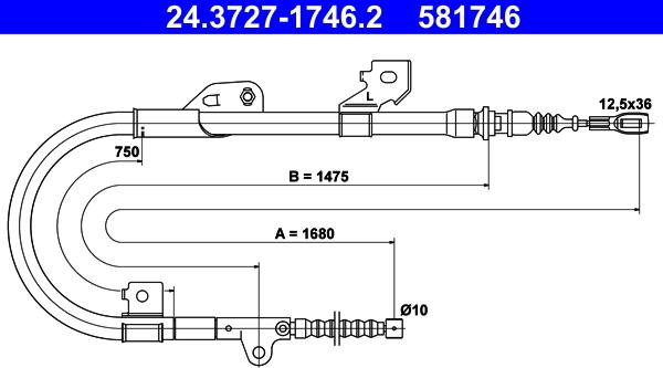 ATE 24.3727-1746.2 - Kabel, dayanacaq əyləci furqanavto.az