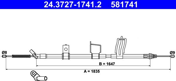 ATE 24.3727-1741.2 - Kabel, dayanacaq əyləci furqanavto.az