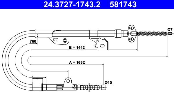 ATE 24.3727-1743.2 - Kabel, dayanacaq əyləci furqanavto.az