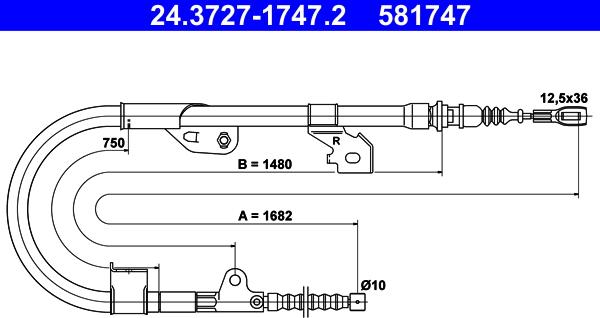 ATE 24.3727-1747.2 - Kabel, dayanacaq əyləci furqanavto.az