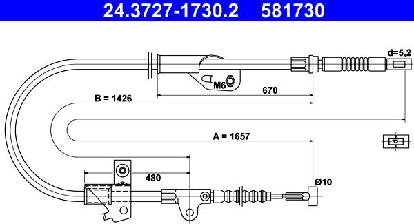 ATE 24.3727-1730.2 - Kabel, dayanacaq əyləci furqanavto.az