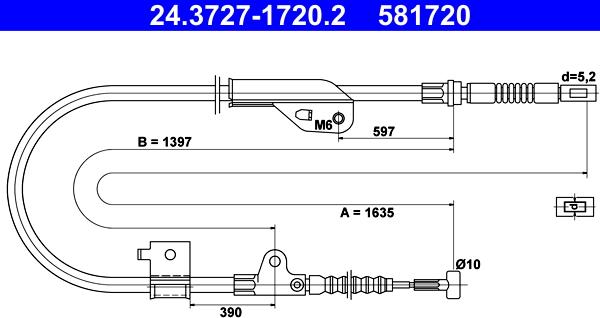 ATE 24.3727-1720.2 - Kabel, dayanacaq əyləci furqanavto.az