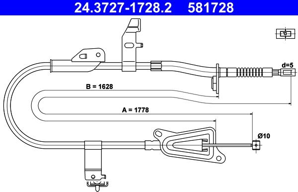 ATE 24.3727-1728.2 - Kabel, dayanacaq əyləci furqanavto.az