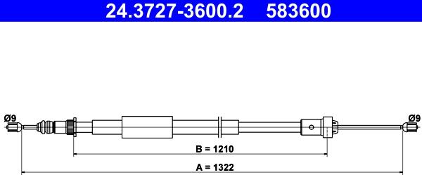 ATE 24.3727-3600.2 - Kabel, dayanacaq əyləci furqanavto.az