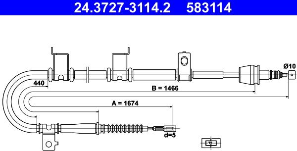 ATE 24.3727-3114.2 - Kabel, dayanacaq əyləci furqanavto.az