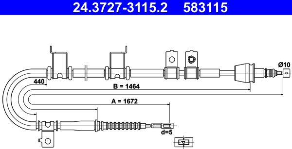 ATE 24.3727-3115.2 - Kabel, dayanacaq əyləci furqanavto.az