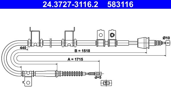 ATE 24.3727-3116.2 - Kabel, dayanacaq əyləci furqanavto.az