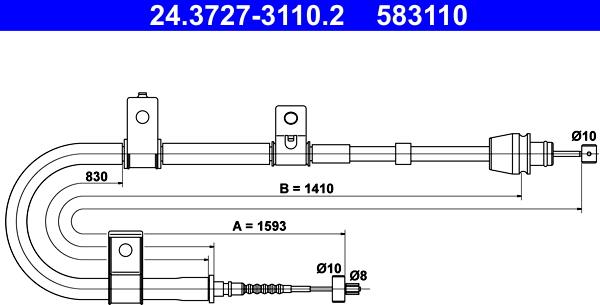 ATE 24.3727-3110.2 - Kabel, dayanacaq əyləci furqanavto.az