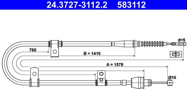 ATE 24.3727-3112.2 - Kabel, dayanacaq əyləci furqanavto.az