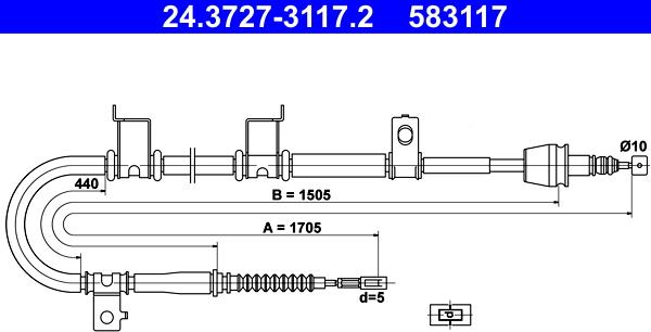 ATE 24.3727-3117.2 - Kabel, dayanacaq əyləci furqanavto.az