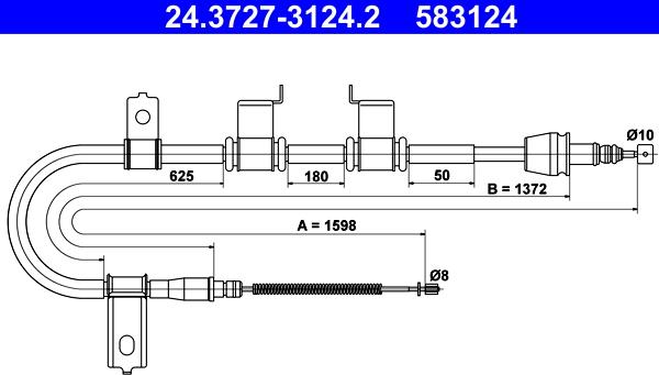 ATE 24.3727-3124.2 - Kabel, dayanacaq əyləci furqanavto.az