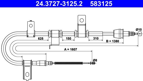 ATE 24.3727-3125.2 - Kabel, dayanacaq əyləci furqanavto.az