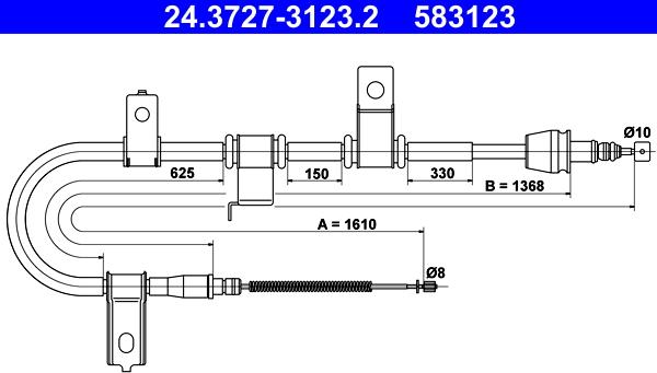 ATE 24.3727-3123.2 - Kabel, dayanacaq əyləci furqanavto.az