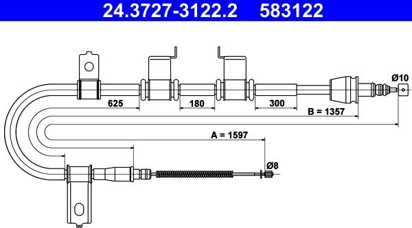 ATE 24.3727-3122.2 - Kabel, dayanacaq əyləci furqanavto.az