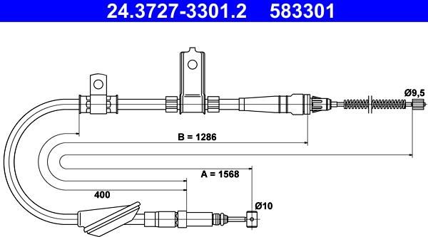 ATE 24.3727-3301.2 - Kabel, dayanacaq əyləci furqanavto.az