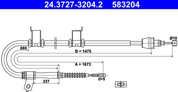 ATE 24.3727-3204.2 - Kabel, dayanacaq əyləci furqanavto.az