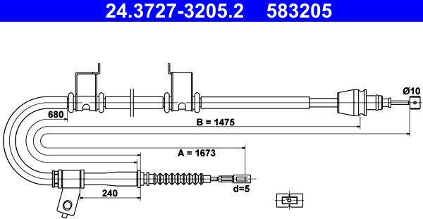 ATE 24.3727-3205.2 - Kabel, dayanacaq əyləci furqanavto.az