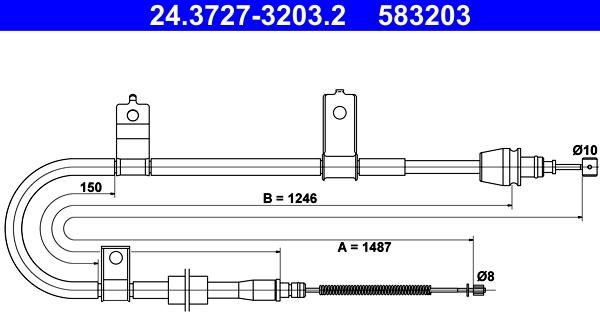 ATE 24.3727-3203.2 - Kabel, dayanacaq əyləci furqanavto.az