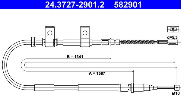 ATE 24.3727-2901.2 - Kabel, dayanacaq əyləci furqanavto.az