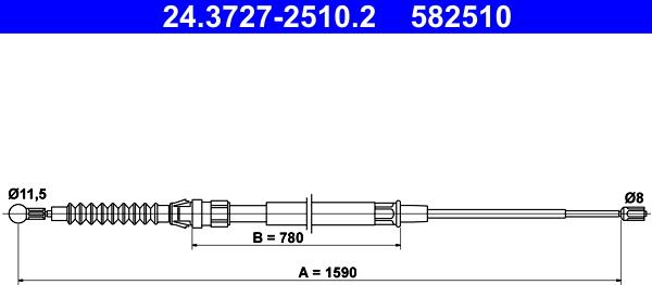 ATE 24.3727-2510.2 - Kabel, dayanacaq əyləci furqanavto.az