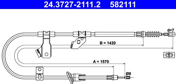 ATE 24.3727-2111.2 - Kabel, dayanacaq əyləci furqanavto.az