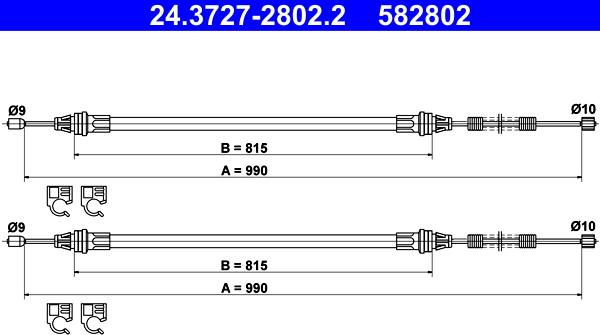 ATE 24.3727-2802.2 - Kabel, dayanacaq əyləci furqanavto.az