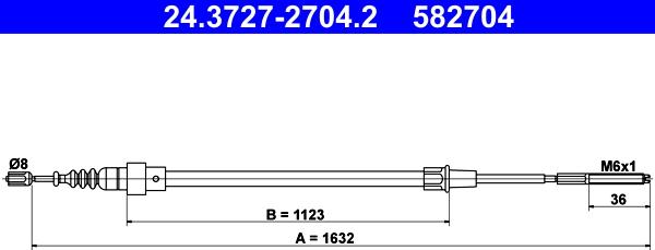 ATE 24.3727-2704.2 - Kabel, dayanacaq əyləci furqanavto.az