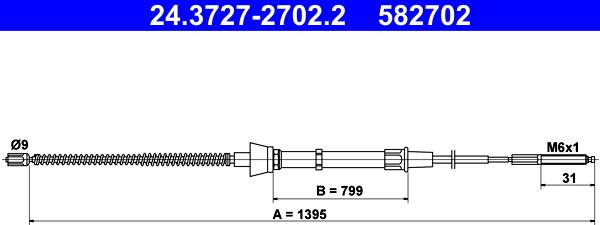 ATE 24.3727-2702.2 - Kabel, dayanacaq əyləci furqanavto.az