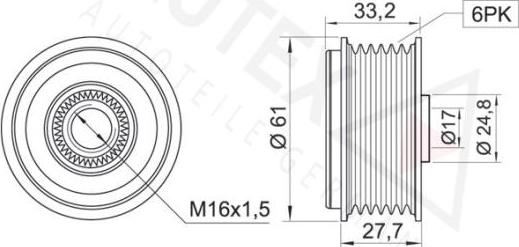 Autex 654293 - Kasnak, alternator, sərbəst dönərli mufta furqanavto.az