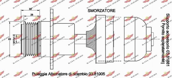 Autokit 03.81006 - Kasnak, alternator, sərbəst dönərli mufta furqanavto.az