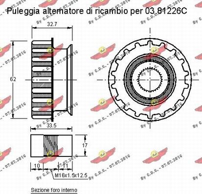 Autokit 03.81226 - Kasnak, alternator, sərbəst dönərli mufta furqanavto.az