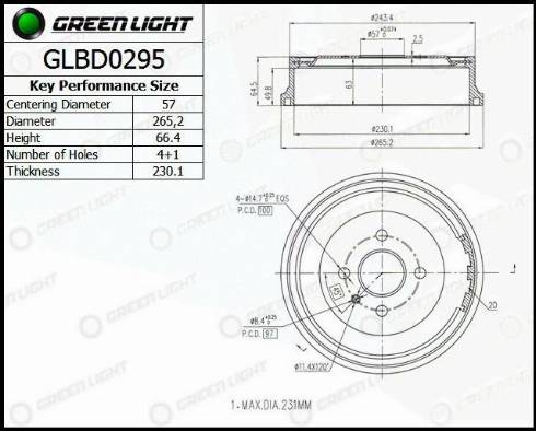 AutomotiveAdriado GLBD0295 - Əyləc barabanı furqanavto.az