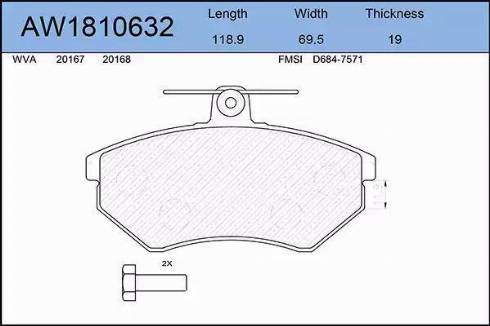 Aywiparts AW1810632 - Əyləc altlığı dəsti, əyləc diski furqanavto.az